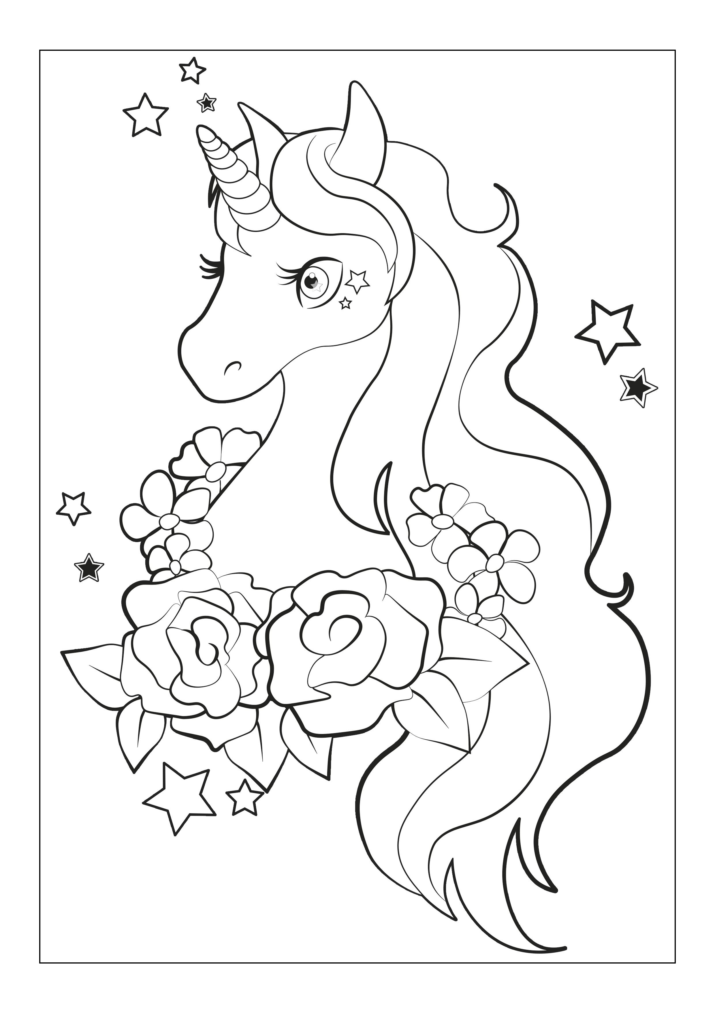 unicorns coloring page for kids printable
