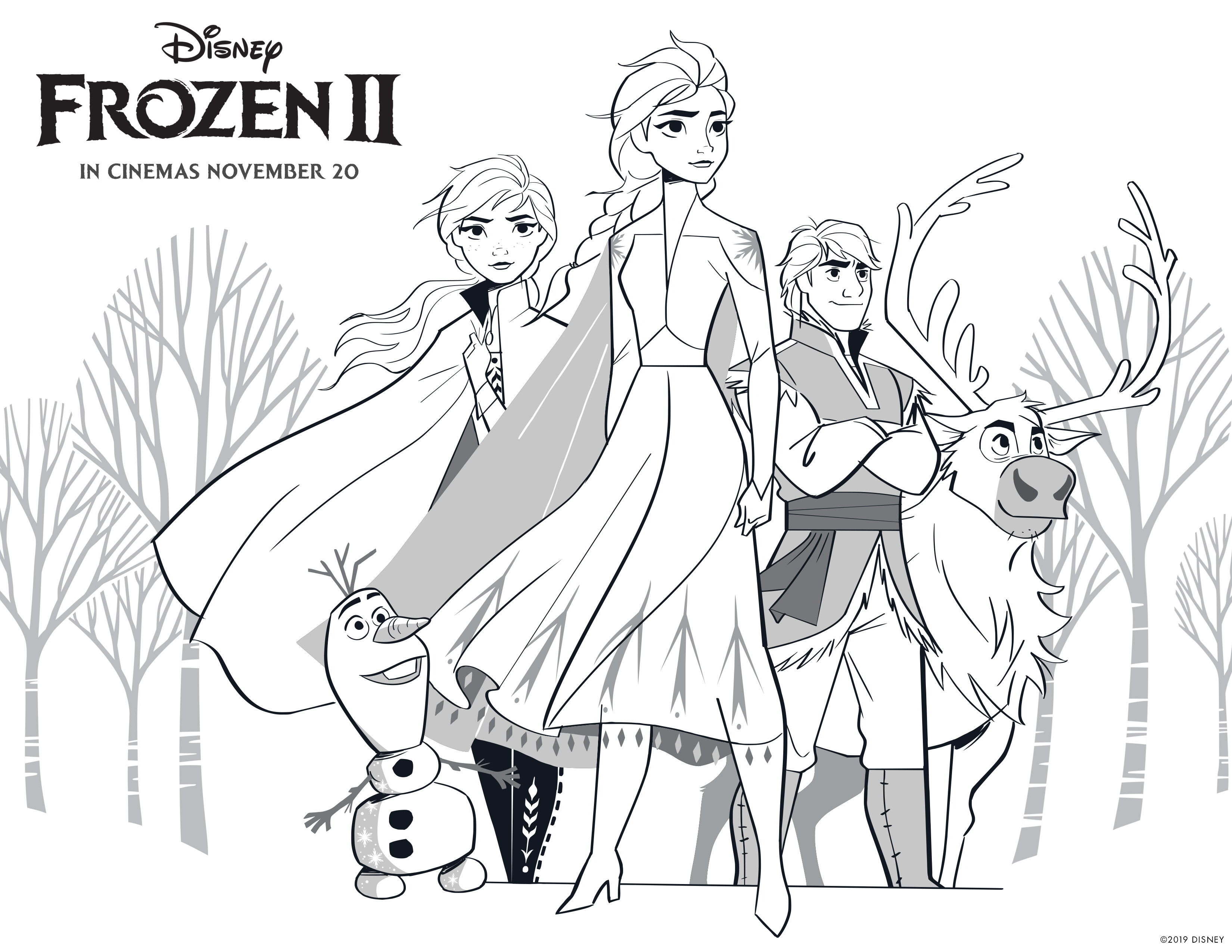 Frozen 2 Free Coloring Pages With Elsa, Anna, Olaf, Kristoff, Bruni And