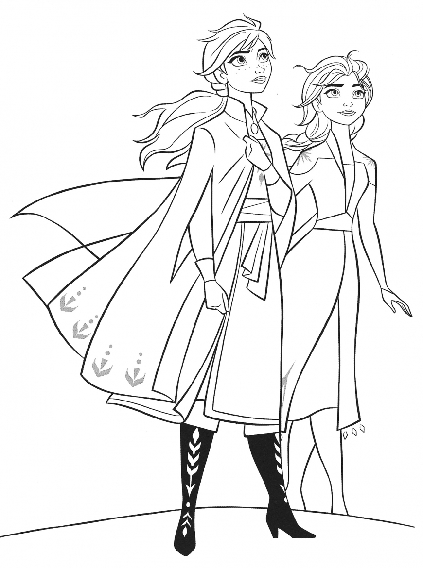 Frozen 2 coloring page Elsa and Anna enters enchanted forest
