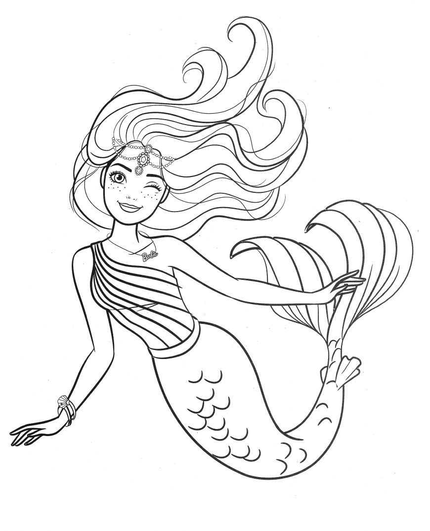 mermaid coloring pages barbie