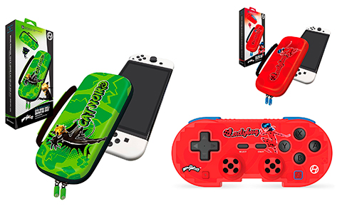 Hyperkin Miraculous Ladybug and Cat Noir Limited Edition Pixel Art Bluetooth Controller and Carrying Case for Nintendo Switch
