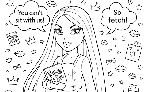 Bratz Mean Girls coloring pages Cady, Karen, Gretchen & Regina Bratz Mean Girls coloring pages Cady, Karen, Gretchen & Regina