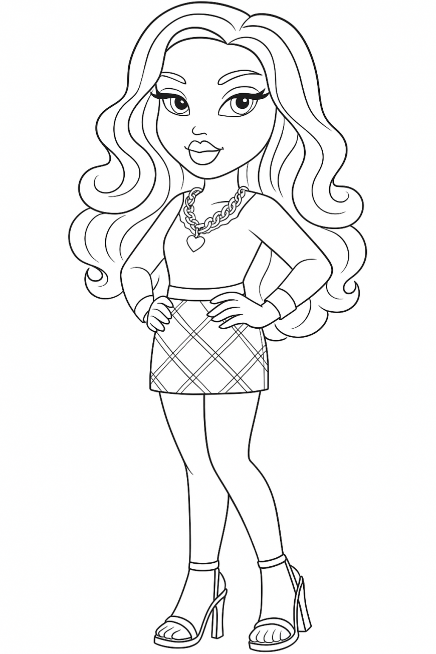 Bratz Mean Girls coloring pages with Cady, Karen, Gretchen and Regina