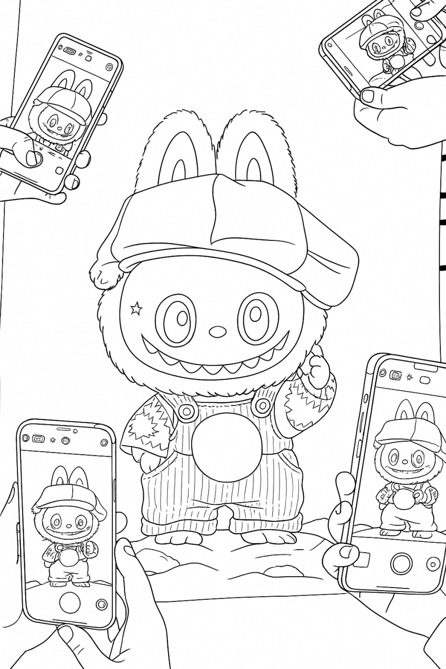 Labubu the Social Media Star coloring page