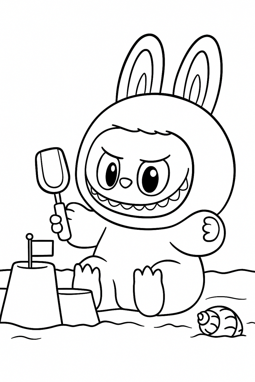 Labubu Builds a Sandcastle
