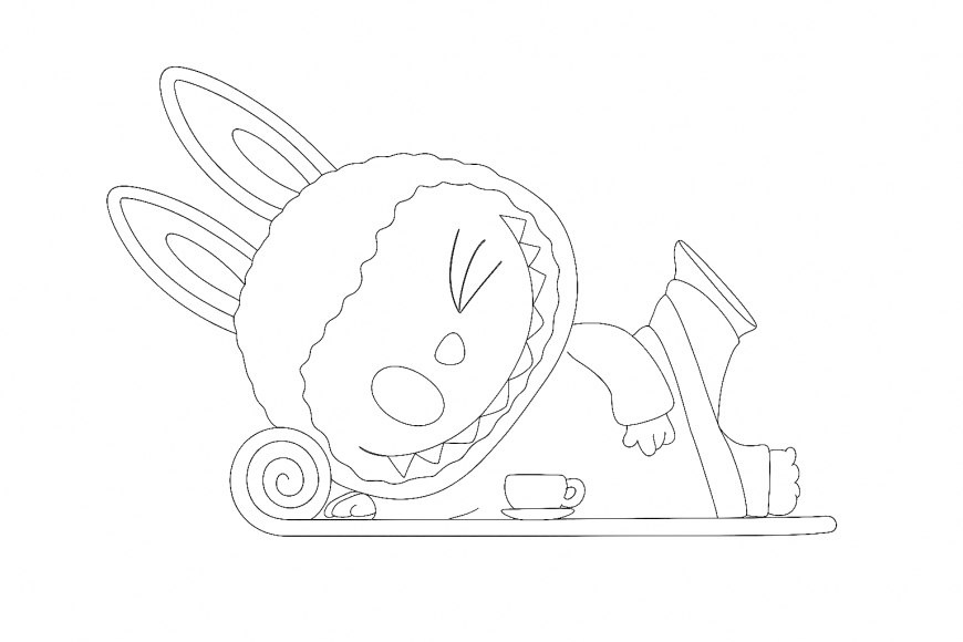 Labubu in a Lazy Yoga Pose coloring page