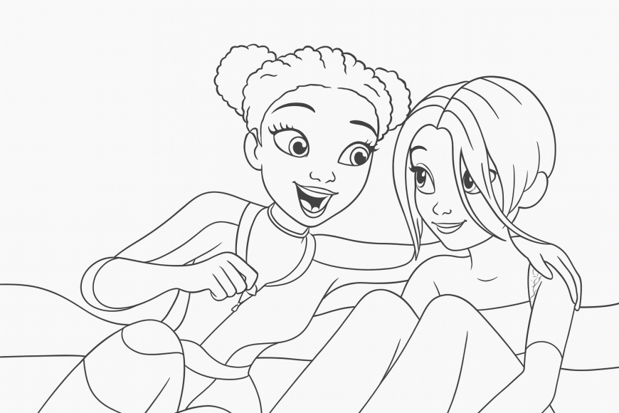 Winx Reboot Layla and Stella Sitting Together Coloring Page