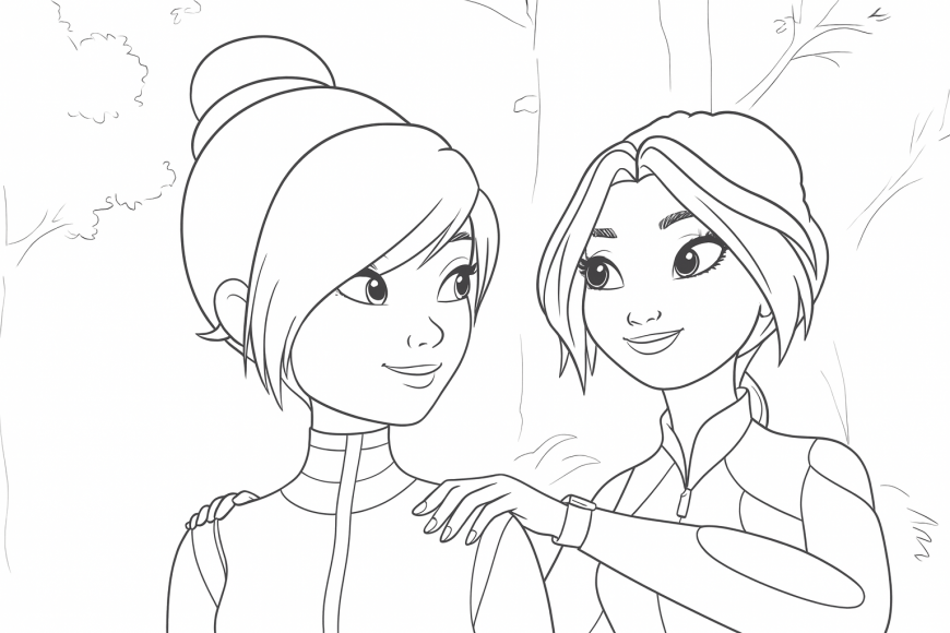 Winx Reboot Flora and Bloom Outdoor Outfits Coloring Page