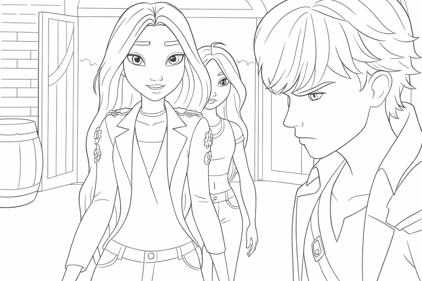 Winx Reboot Flora, Bloom and Damien coloring page