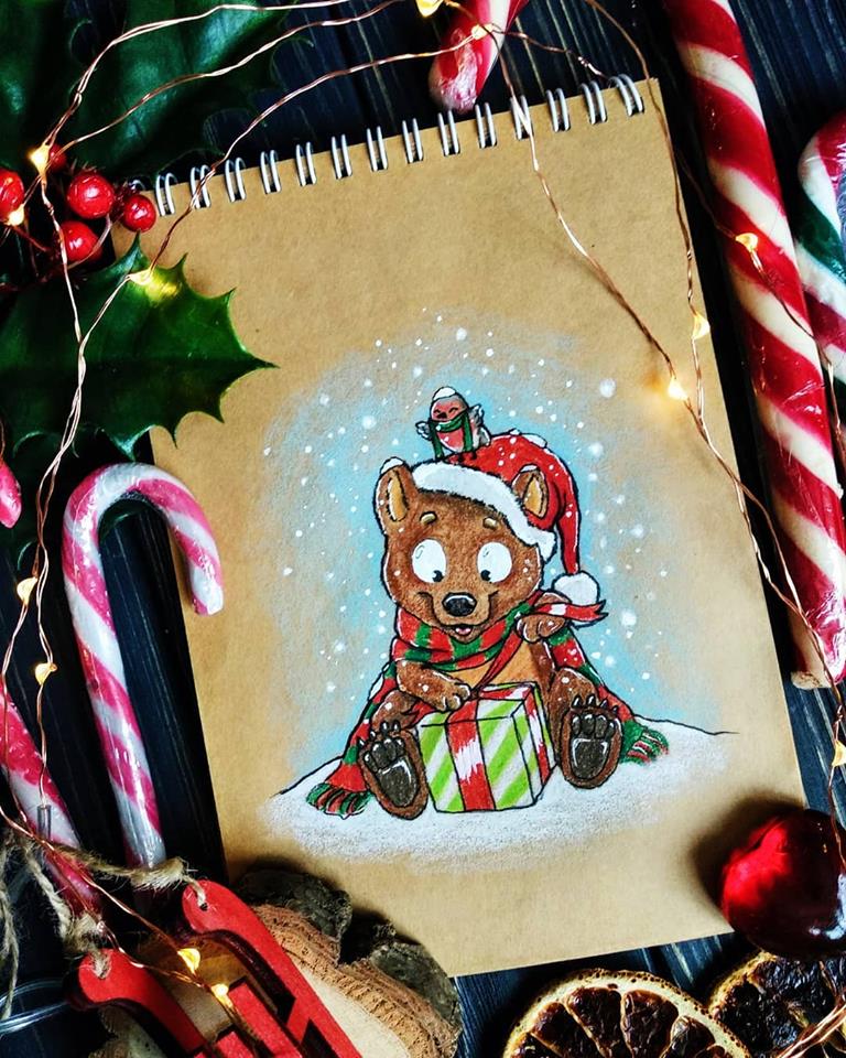cute christmas animals drawings