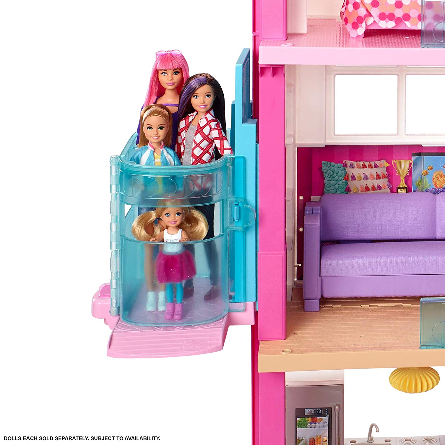 Barbie Dream House Doll House with many dolls and stuffs ( see in