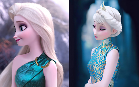 Elsa in some fantasy outfits - photoshop
