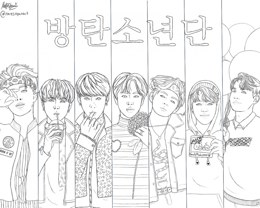 BTS Dynamite Coloring Page