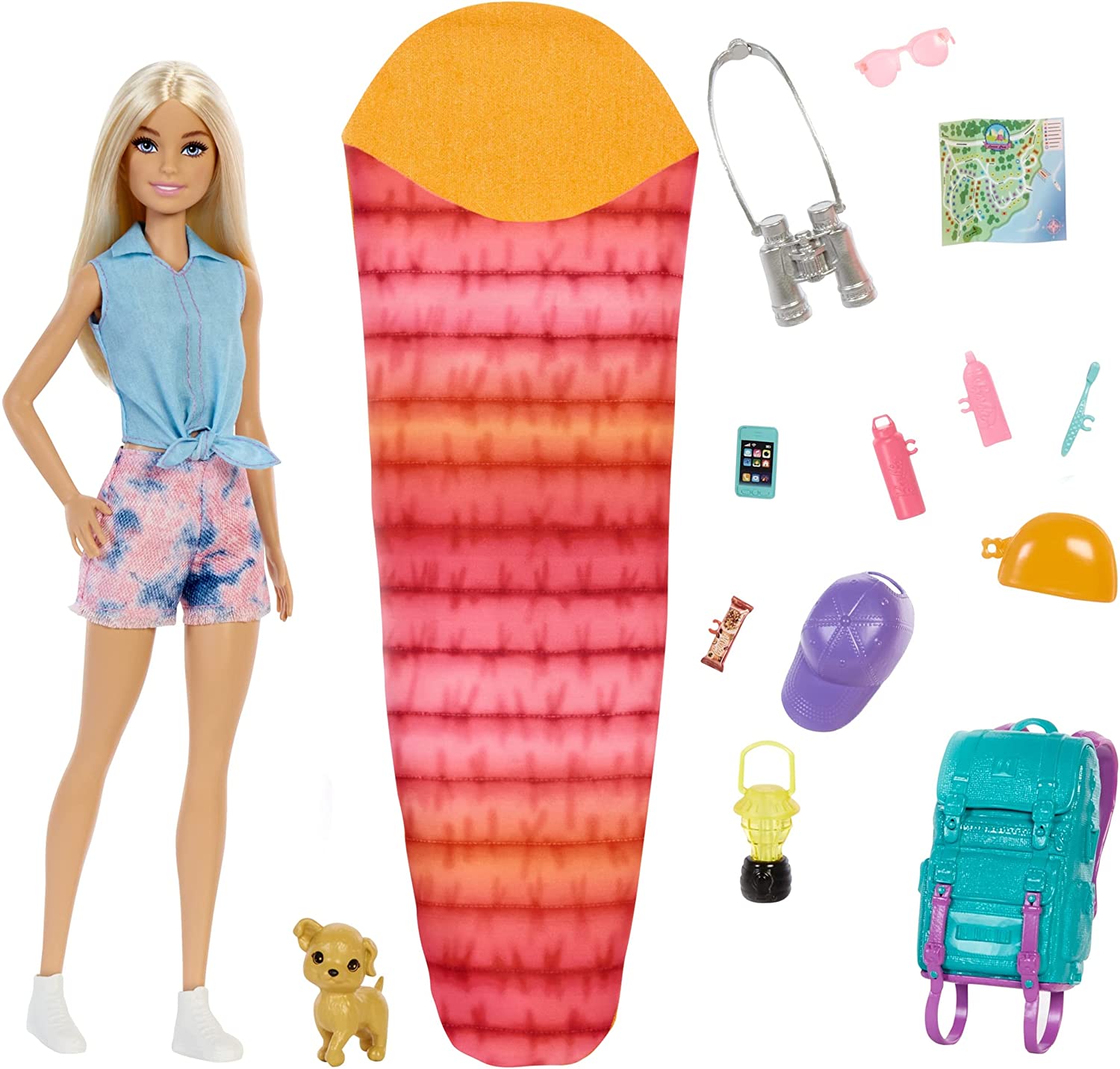 Barbie It Takes Two camping dolls with Backpack, Sleeping Bag and ...