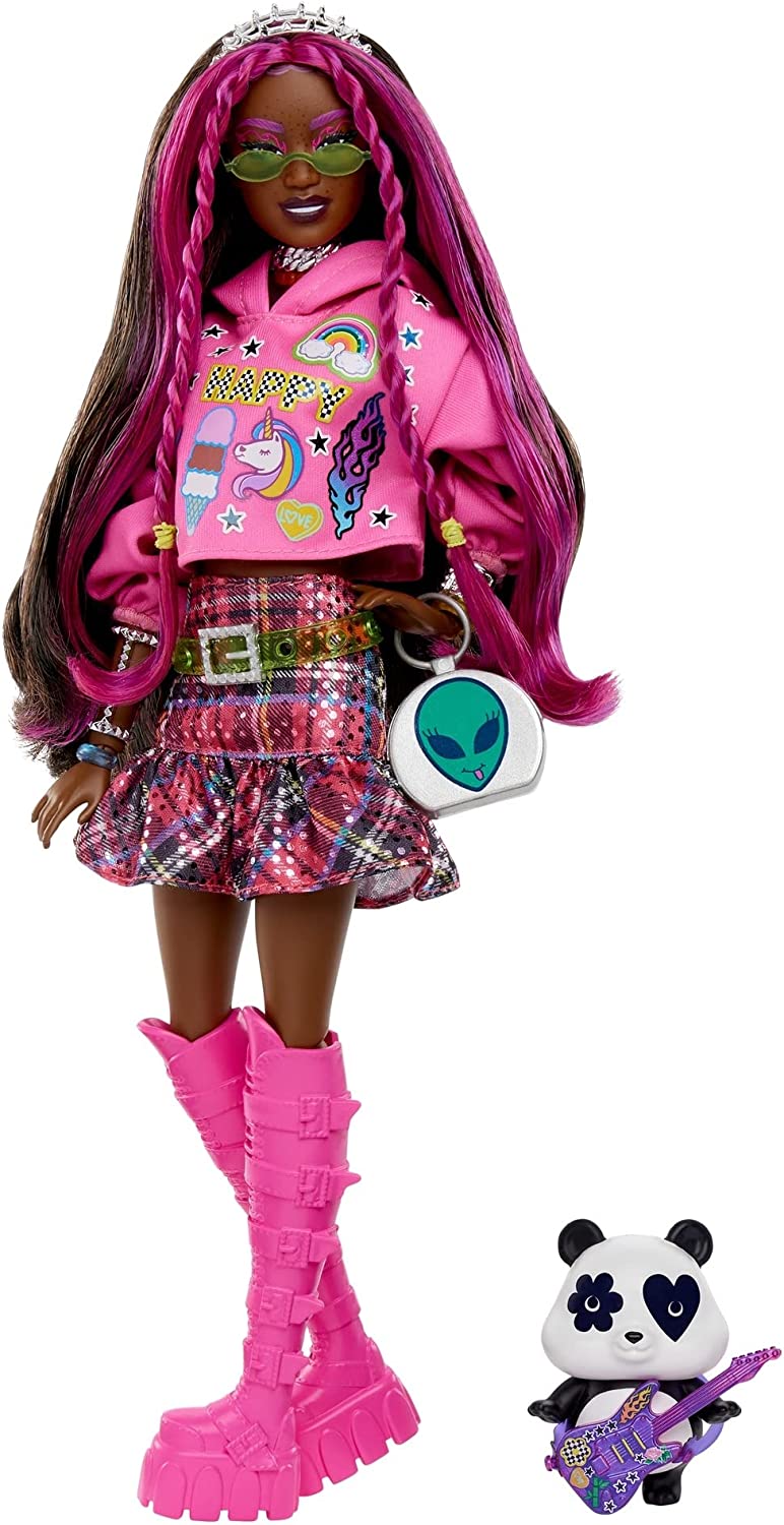 Barbie® Doll and Accessories, Extra Fashion Doll with Platinum Blonde Hair  and Blue Paisley-Print Jacket, Pet Chihuahua​