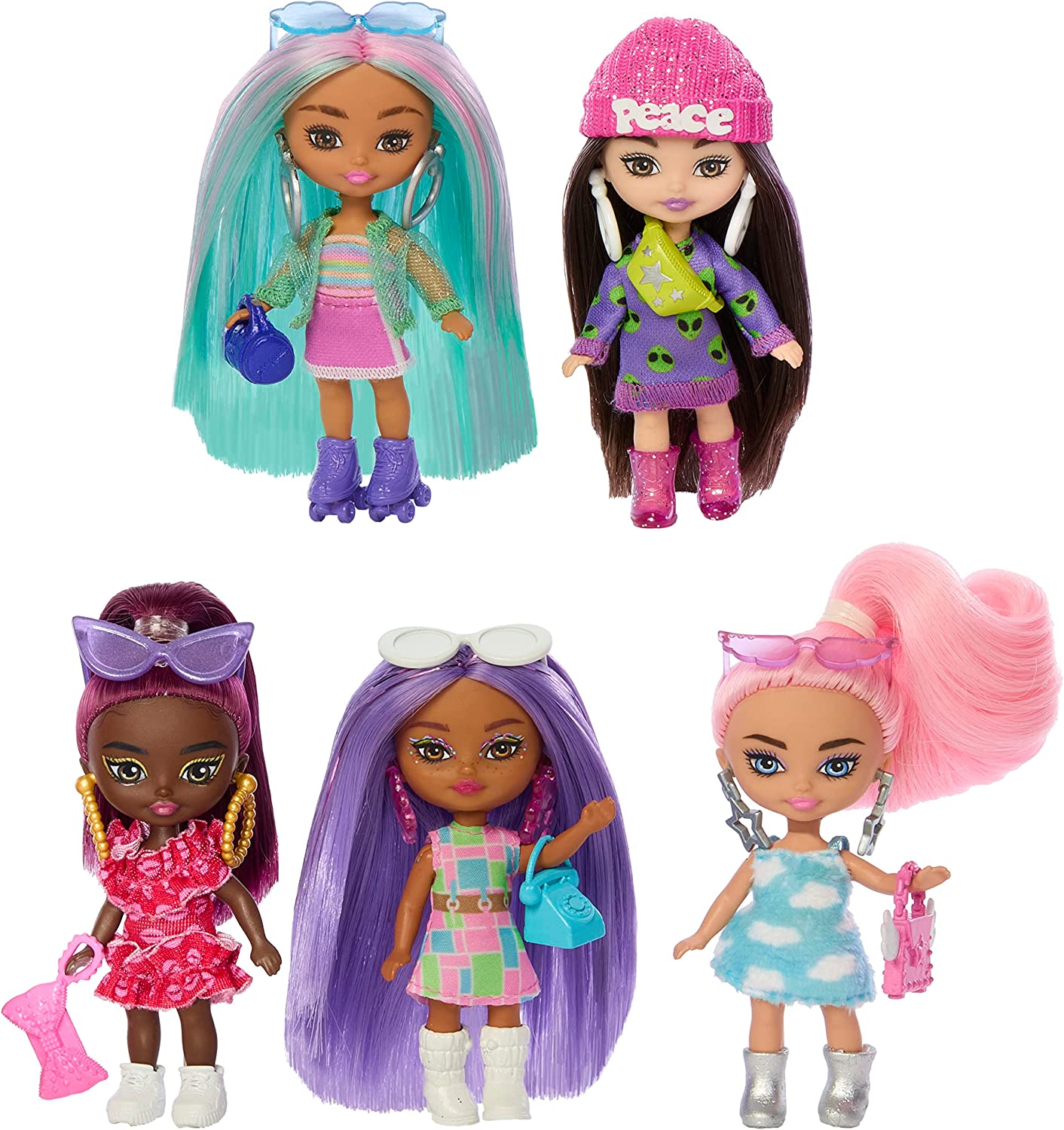 Barbie Extra Mini Minis 5-doll pack with 2 exclusive dolls - YouLoveIt.com