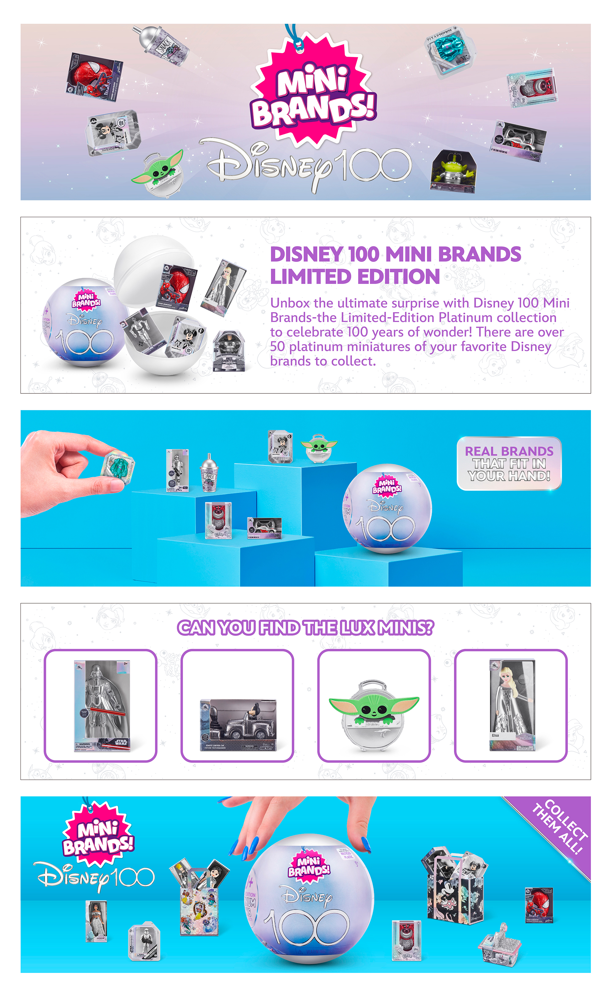 5 Surprise Mini Brands Disney 100 Years of Wonder Platinum Limited