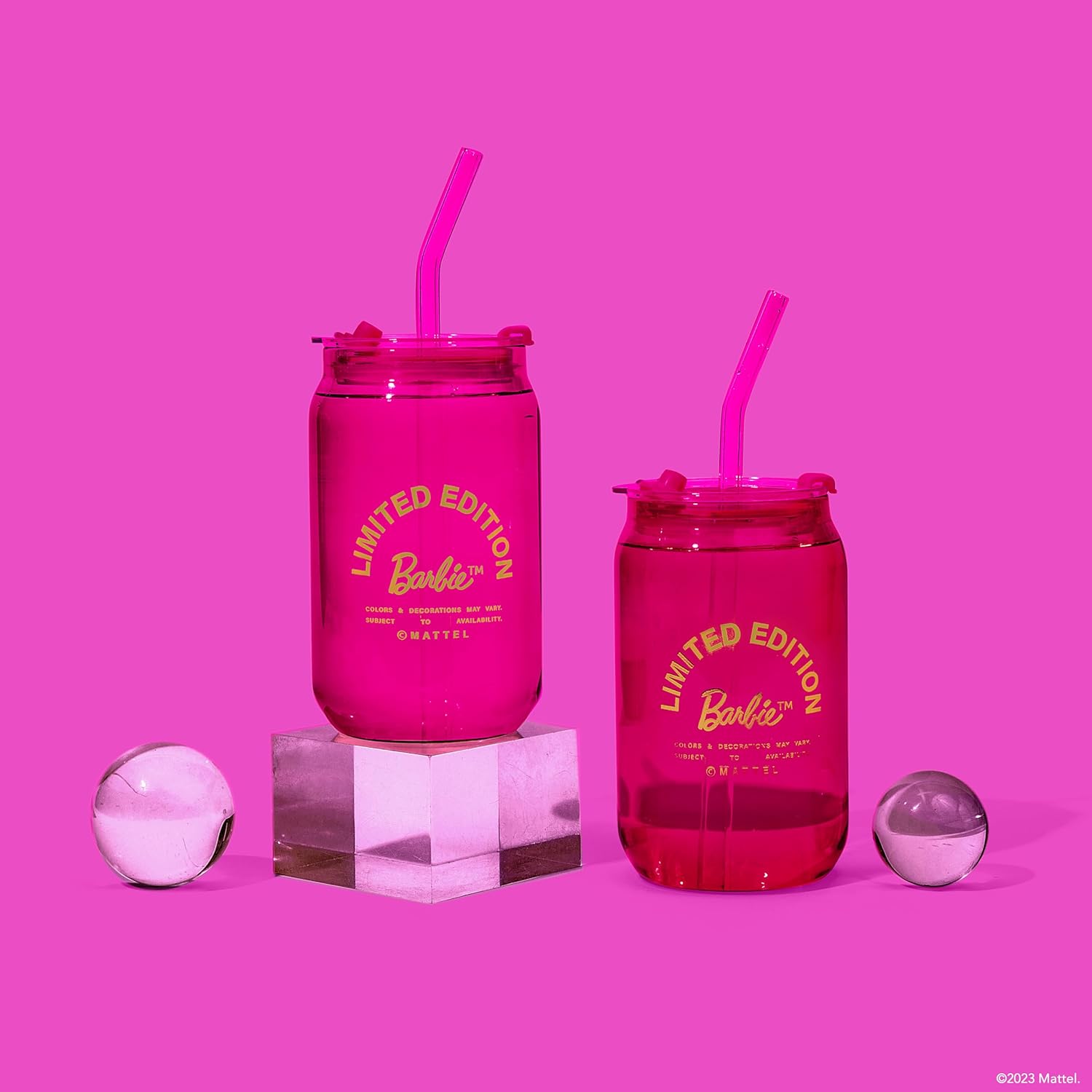 Barbie x Dragon Glassware Martini Glasses, Pink and Magenta