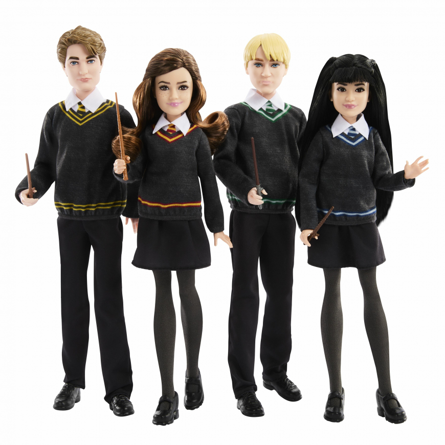 Harry Potter Mattel Hogwarts House 4-Pack doll set: Cedric Diggory, Hermione Granger, Draco Malfoy, and Cho Chang