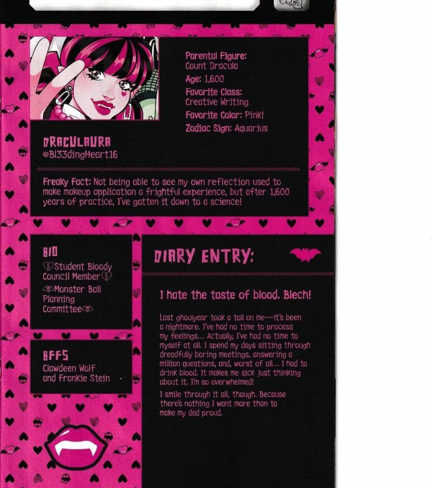 Monster High: New Scaremester comic book diary info Draculaura