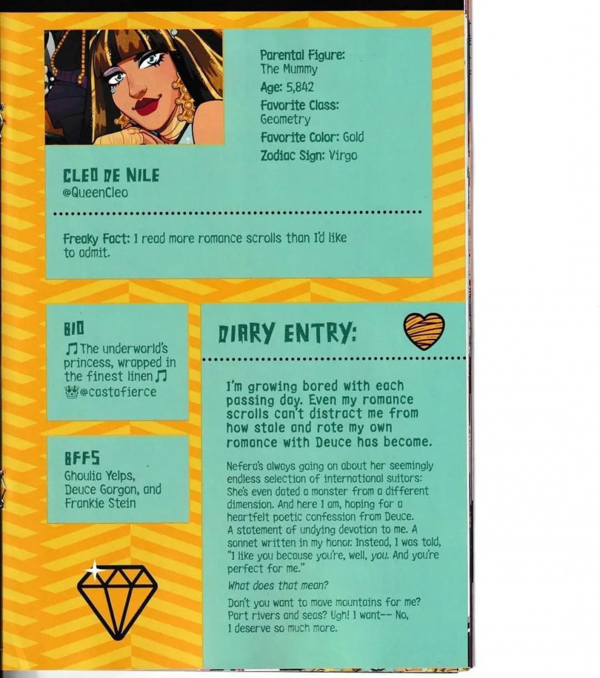 Monster High: New Scaremester comic book diary info Cleo