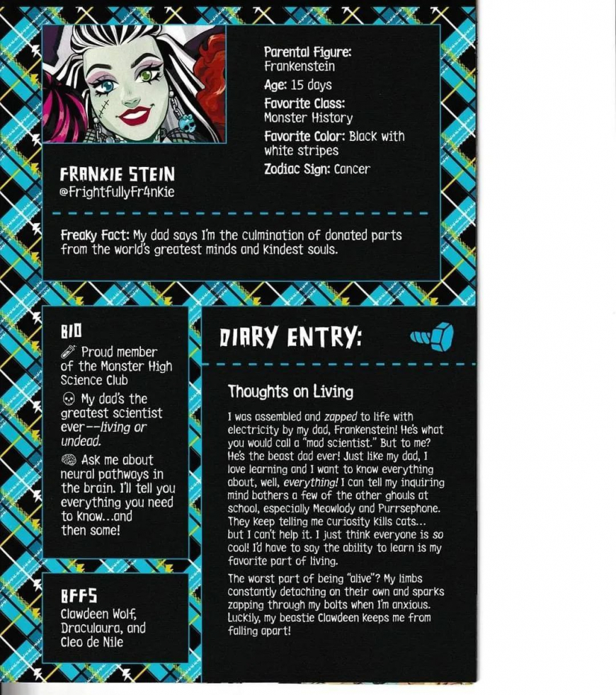 Monster High: New Scaremester comic book diary info Frankie Stein