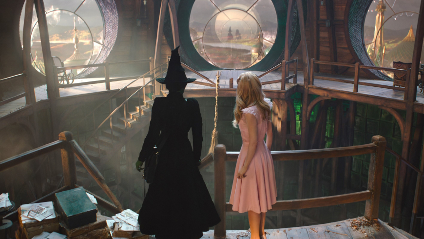 HD wallpapers Wicked movie 2024 with Ariana Grande as Glinda and Cynthia Erivo as Elphaba
