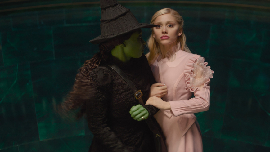 HD wallpapers Wicked movie 2024 with Ariana Grande as Glinda and Cynthia Erivo as Elphaba