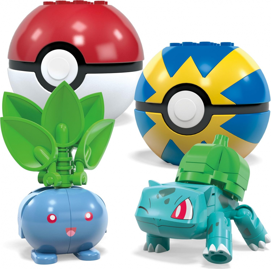 Mega Pokemon Action Figure Building Toys, Grass-Type Trainer Team