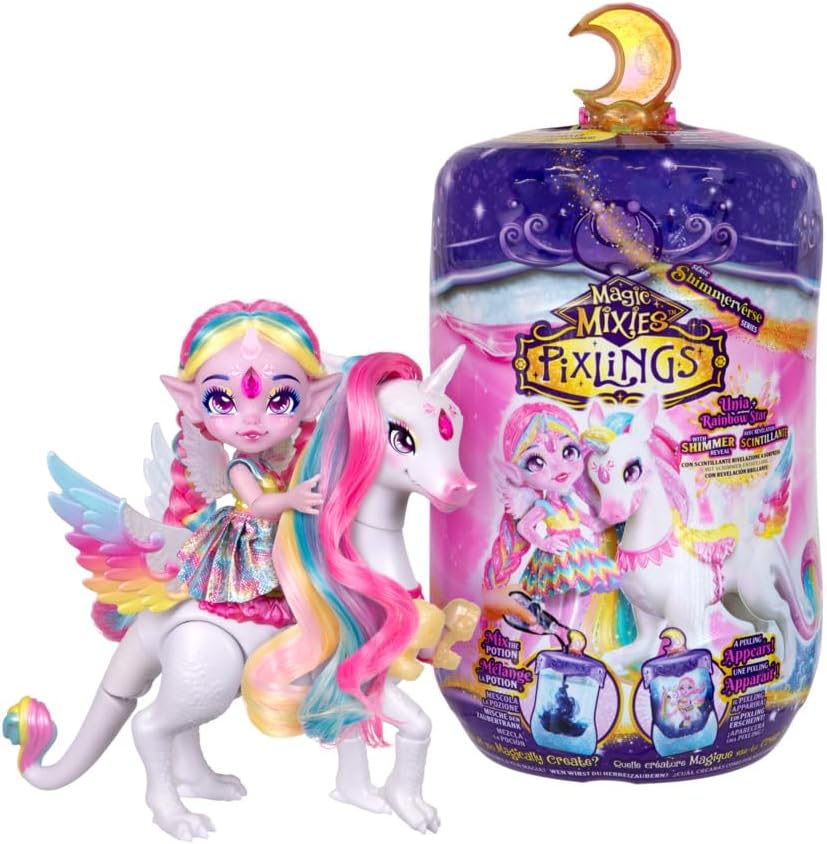 Magic Mixies Pixlings Shimmerverse doll and Pegacorn 2 pack Unia and Rainbow Star