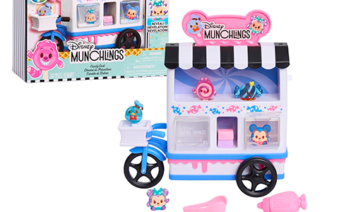 Just Play Disney Munchlings toys Ice Cream Cart and Candy Cart