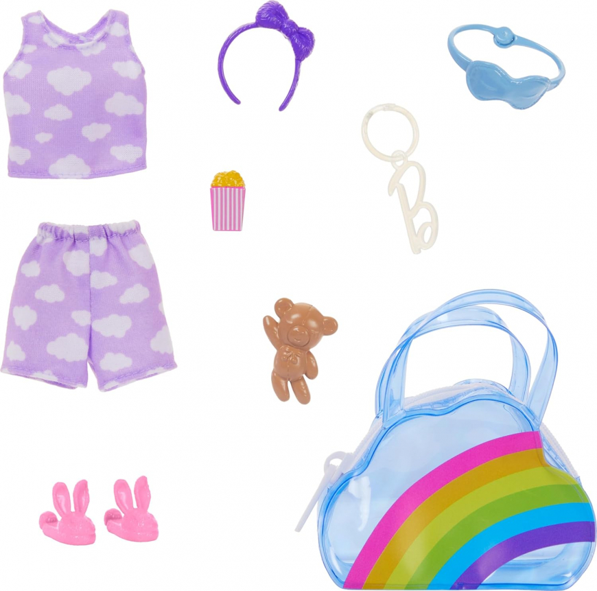 Barbie Premium Rainbow Cloud Fashion Bag with slumber outfit and accessories