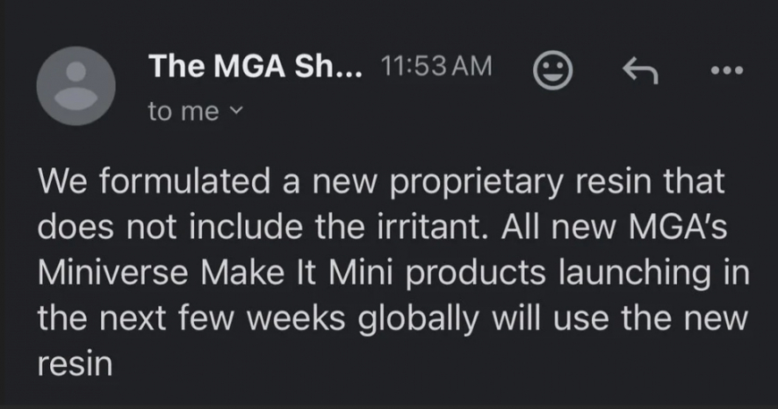 MGA recalls Miniverse Make it Mini sets which contain resins
