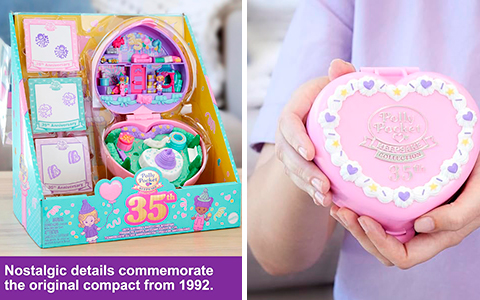 Polly Pocket 35th anniversary Collector Heritage Compact -  Partytime Stamper Compact re-release