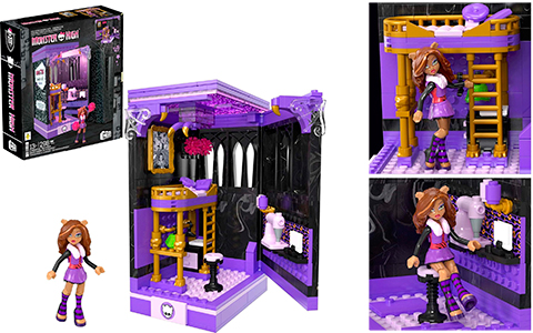 Mega Monster High Action Figure Building Set Clawdeen's Boo-k Den with 299 Pieces