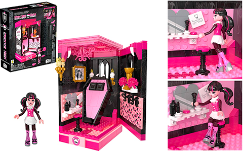 Mega Monster High Draculaura's Boo-k Crypt with 301 Pieces -  Book Nook for Collectors