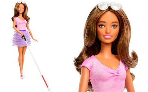 Barbie Fashionistas 228 blind doll with cane