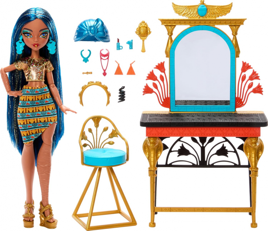 Monster High Cleo de Nile Self-Scare Day G3 doll vanity playset