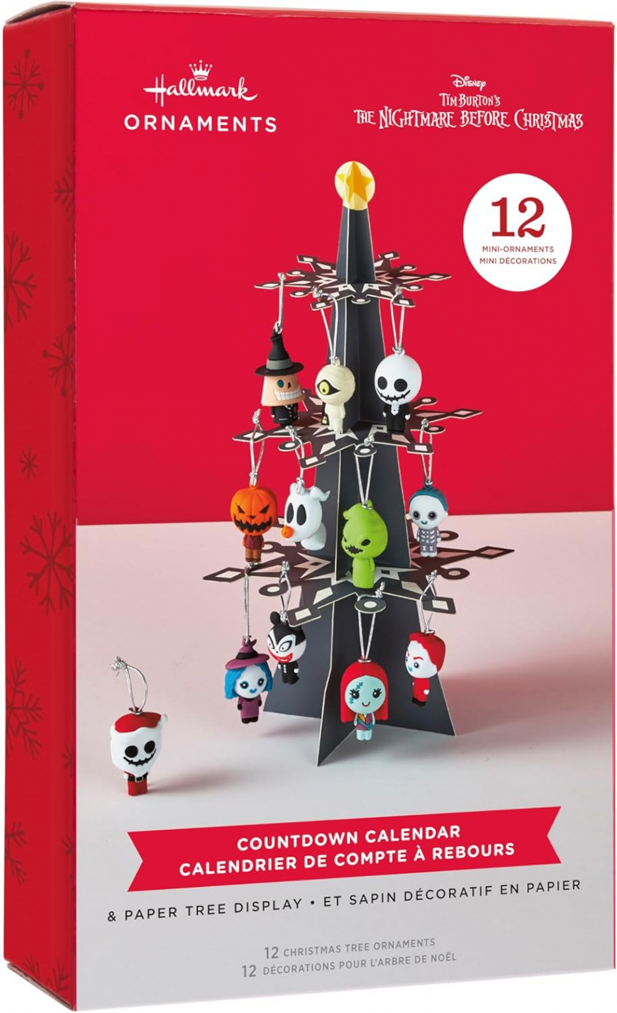 Hallmark Disney Tim Burton's The Nightmare Before Christmas Countdown Calendar Paper Tree Set with 12 Mini Ornaments