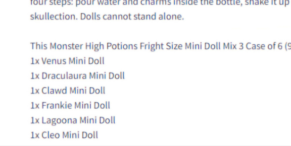 Monster High Potions series 2 fright sized ghouls mini dolls