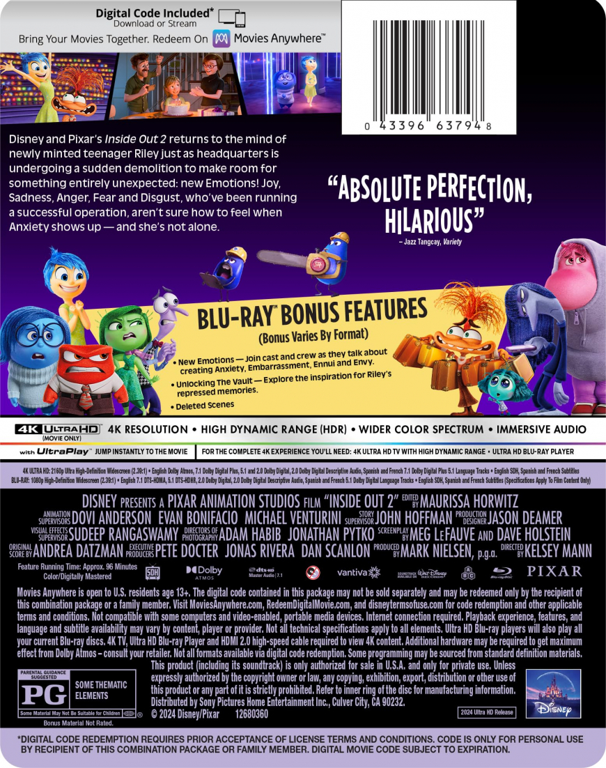 Inside Out 2 4K UHD Limited Edition SteelBook