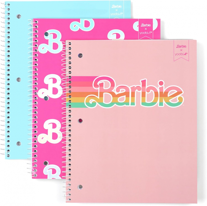 Yoobi Barbie X College Ruled Spiral Notebook Set