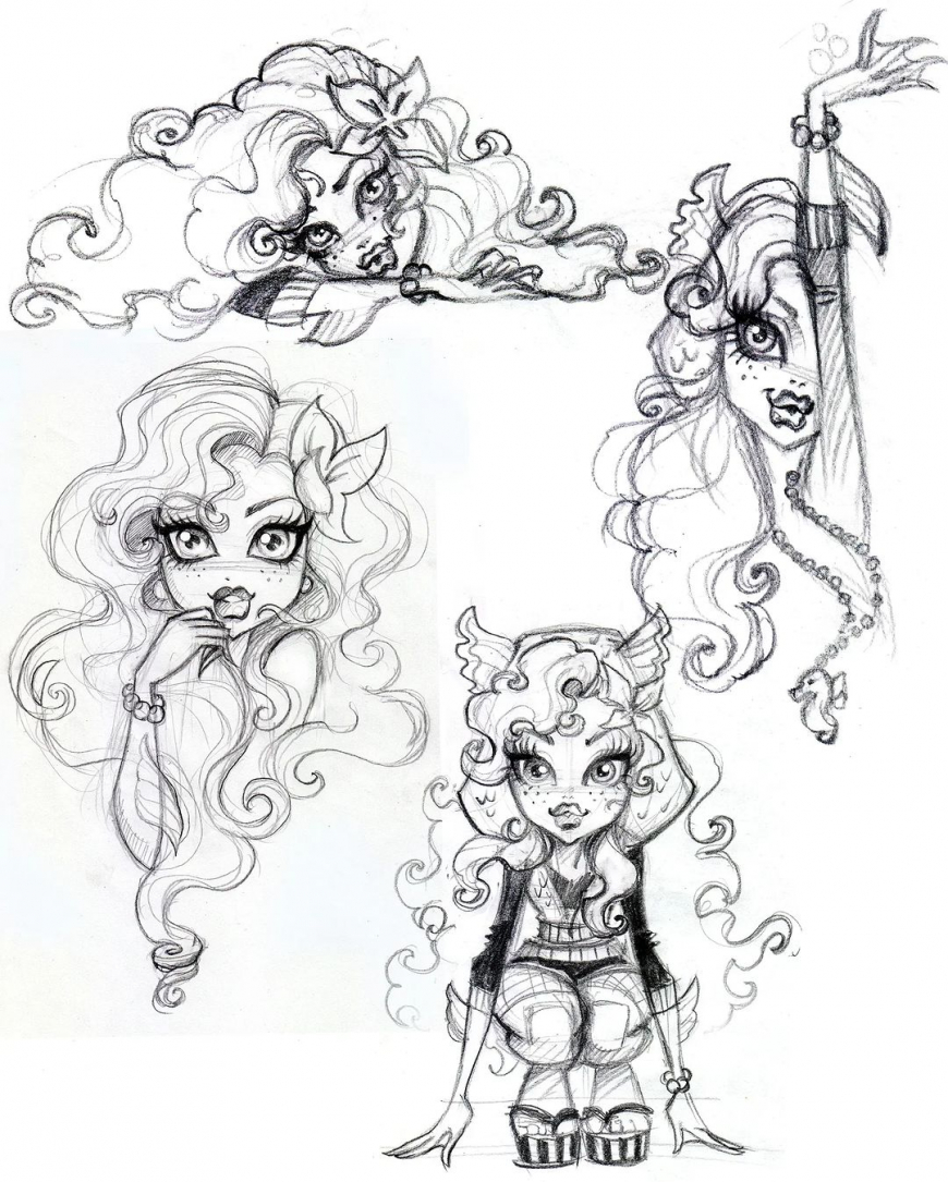 Darko Dordevic shared sketches of first-generation Monster High artwork