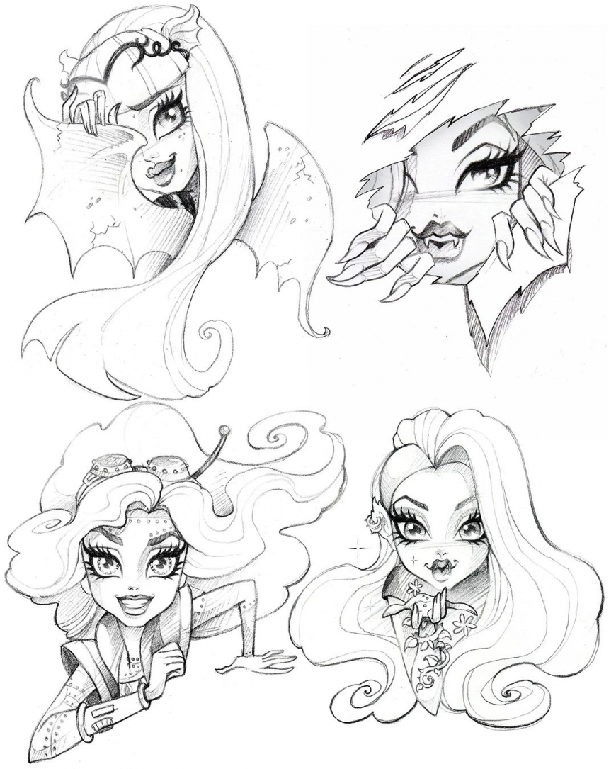 Darko Dordevic shared sketches of first-generation Monster High artwork