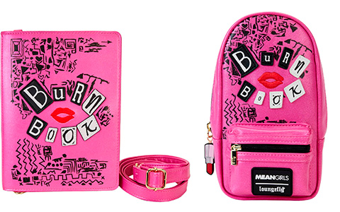 Loungefly Mean Girls Burn Book collection: Pencil Case, Journal, Mini Back Pack, Crossbody Purse and Wallet