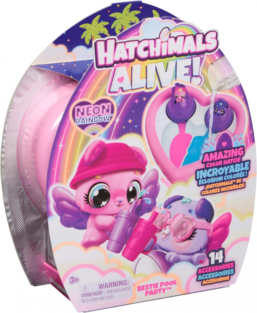 Hatchimals Alive Neon Rainbow Bestie Pool Party