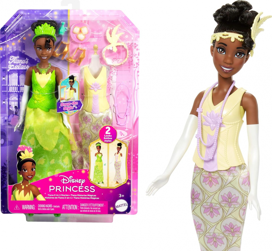 Mattel Disney Princess Tiana Fashion Doll with 2 Looks