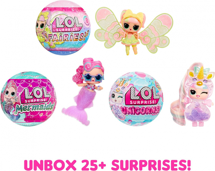 LOL Surprise Tots Just Add Water 3-Pack LOL Surprise Mermaids, LOL Surprise Fairies and LOL Surprise Unicorns