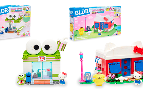 Hello Kitty and Friends building sets: Hello Kitty’s Dream Cafe, Badtz-Maru’s Convertible and Keroppi Mart