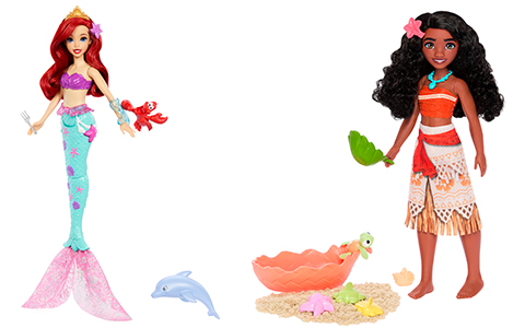 Disney Princess Ocean Friends Ariel and Moana dolls with pets